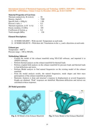 THERMAL AND STRUCTURAL ANALYSIS OF AN EXHAUST MANIFOLD OF A MULTI ...