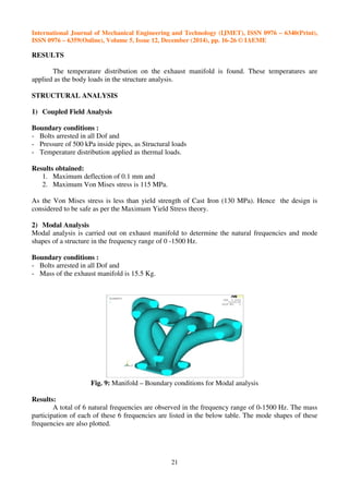 THERMAL AND STRUCTURAL ANALYSIS OF AN EXHAUST MANIFOLD OF A MULTI ...