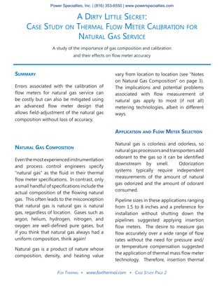 Fox Thermal • www.foxthermal.com • Case Study Page 2
A Dirty Little Secret:
Case Study on Thermal Flow Meter Calibration f...