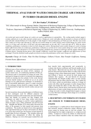 Thermal analysis of water cooled charge air cooler in turbo charged ...