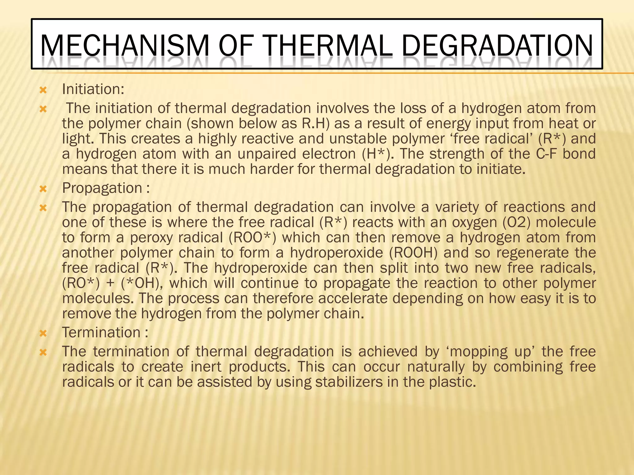 Thermal degradation ppt of polymers | PDF