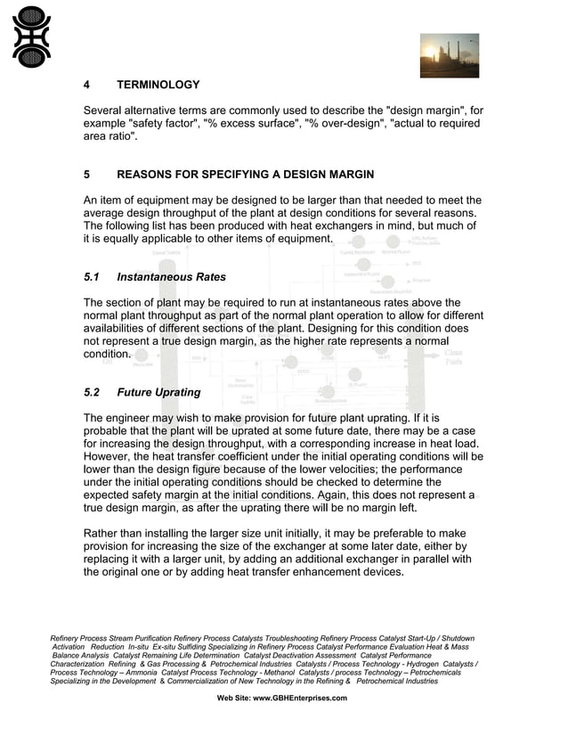 Thermal Design Margins for Heat Exchangers