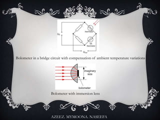 Bolometer in a bridge circuit with compensation of ambient temperature variations
Bolometer with immersion lens
AZEEZ. MYMOONA. NASEEFA
 