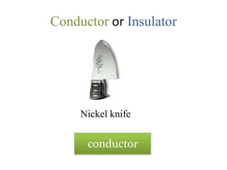 Conductor or Insulator
Nickel knife
conductor
 