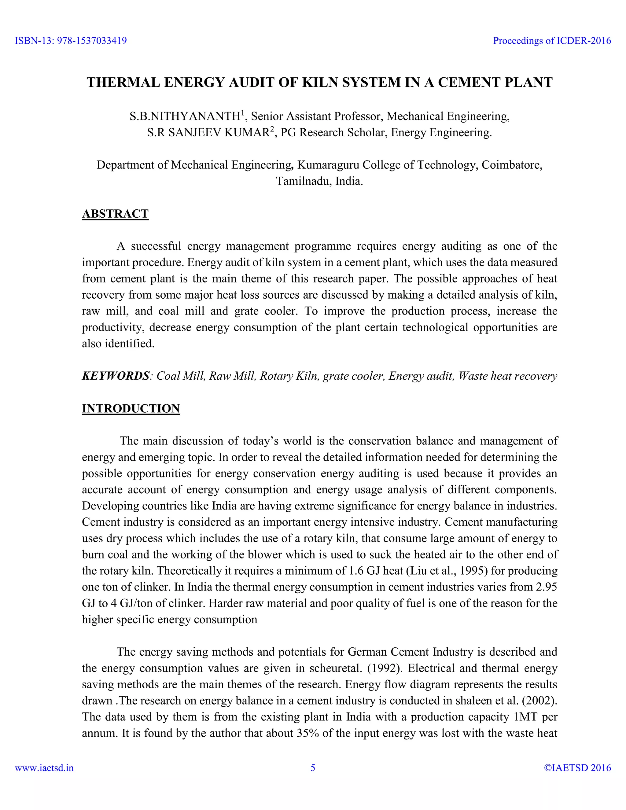 View of iaetsd Thermal energy audit of kiln system in a cement plant | PDF