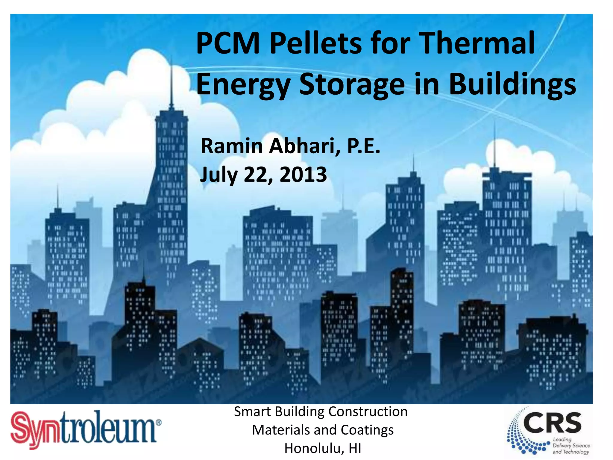 Thermal energy storage for buildings with PCM pellets | PPTX