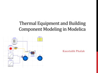 Thermal Equipment and Building
Component Modeling in Modelica
Kaustubh Phalak
 