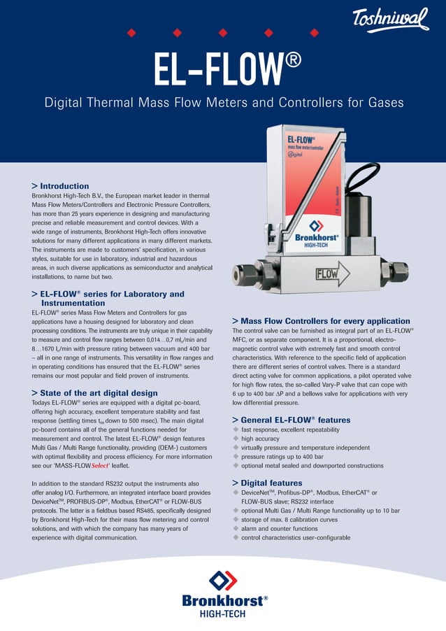 Toshniwal Thermal mass flow meters and controller PDF