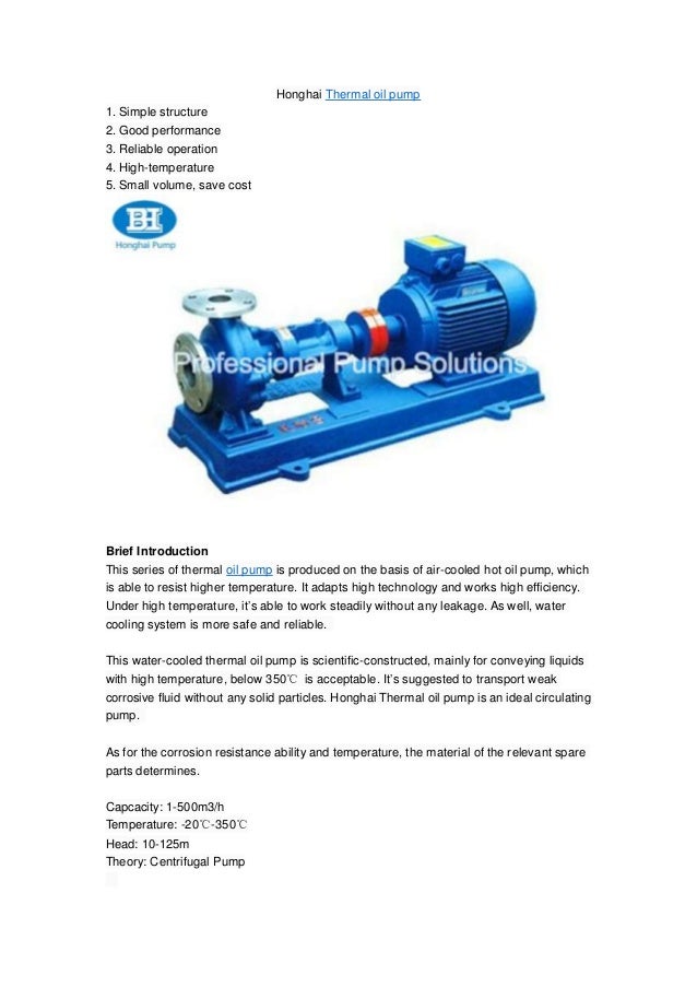 Thermal oil pump