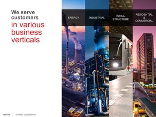 02:05:03
in various
business
verticals
We serve
customers ENERGY INDUSTRIAL
INFRA-
STRUCTURE
RESIDENTIAL
&
COMMERCIAL
THERMAL MANAGEMENT 6PENTAIR
 