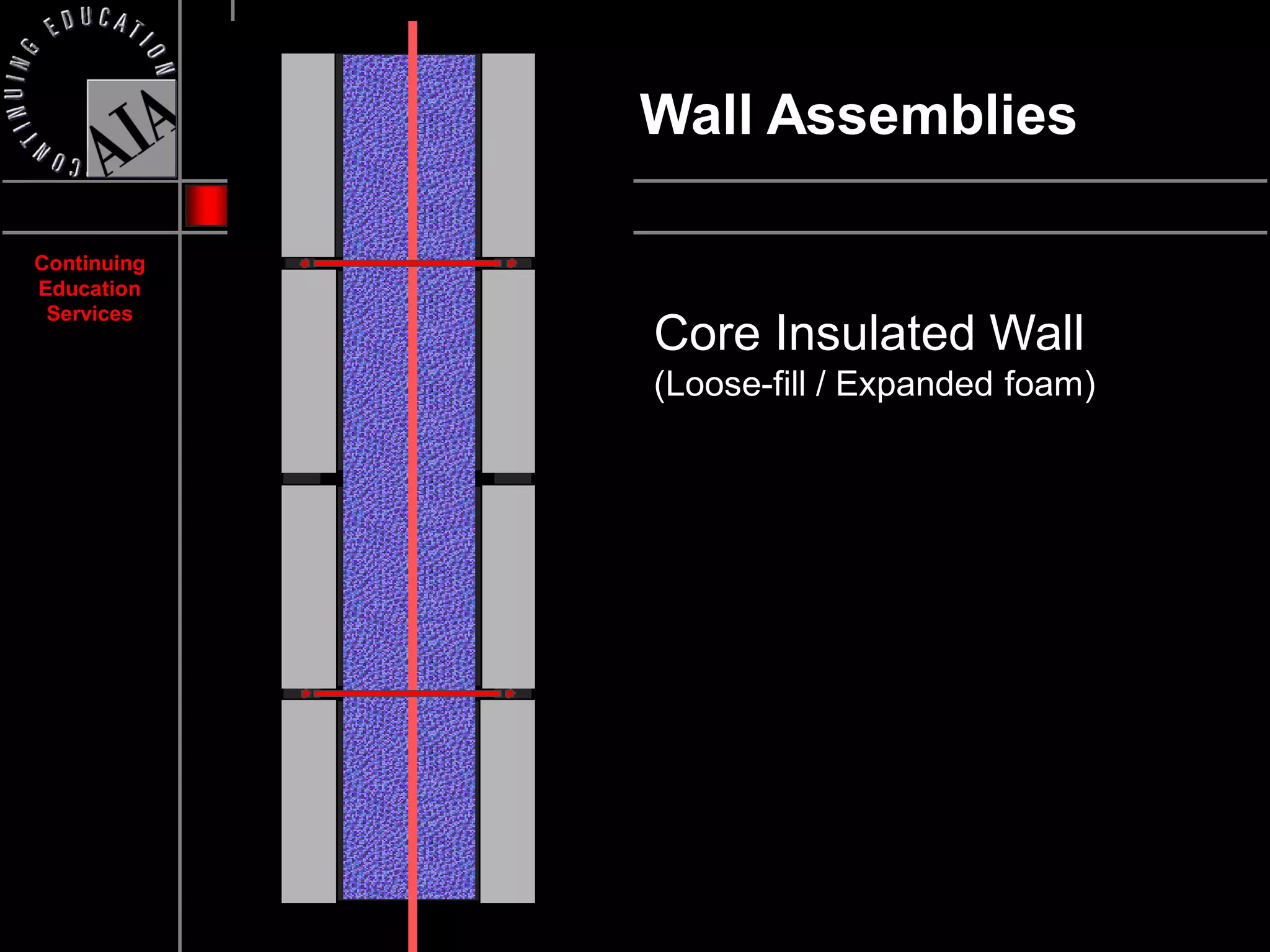 Wall Assemblies

Continuing
Education
 Services
             Core Insulated Wall
             (Loose-fill / Expanded foam)
 