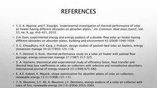 Thermal performance of solar air heaters | PPTX
