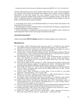 THERMAL PERFORMANCE TESTING OF A FLAT PLATE SOLAR AIR HEATER USING ...