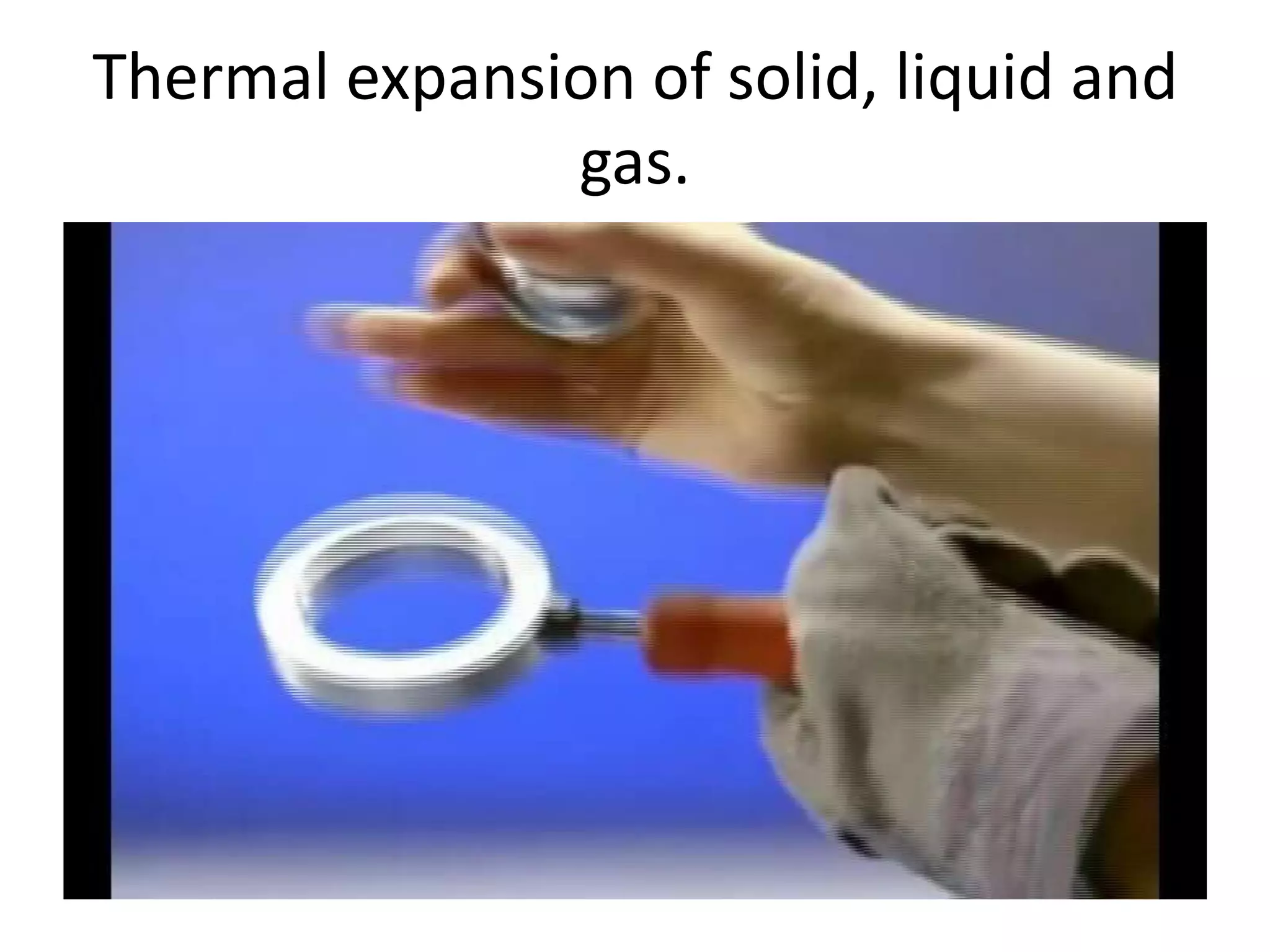 Thermal expansion of solid, liquid and
gas.
 