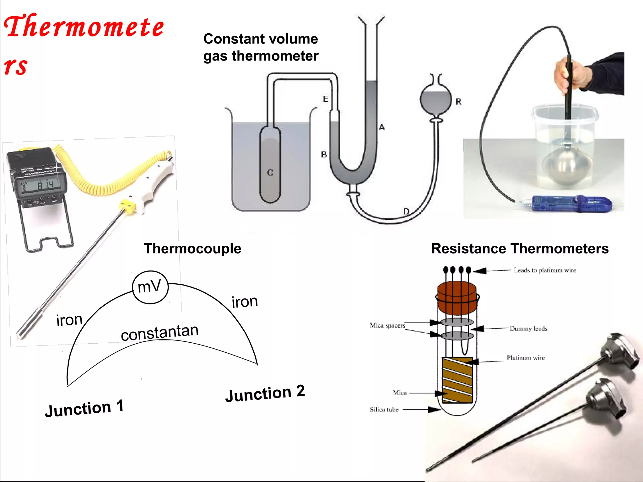 flipperworks.com
Thermomete              Constant volume
                        gas thermometer
rs




               Thermocouple               Resistance Thermometers

               mV
                           iron
   iron
           constantan


                          Junction 2
  Junction 1
 