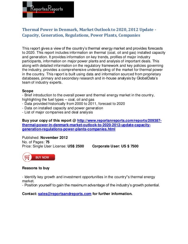 thermal power in denmark market outlook to 2020 2012 outlook 2020 update