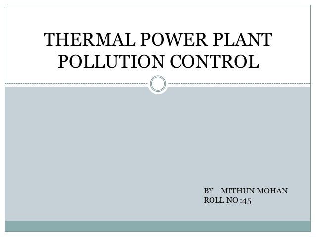 Control Of Thermal Pollution