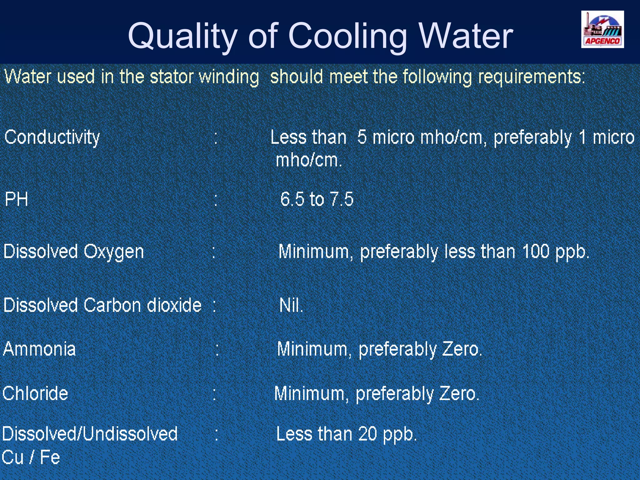 Quality of Cooling Water
 