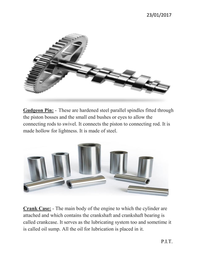 various parts of an i.c. engine pdf