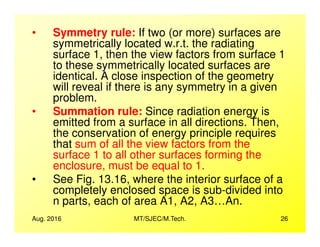 Thermal Radiation-II- View factors and Radiation energy exchange ...