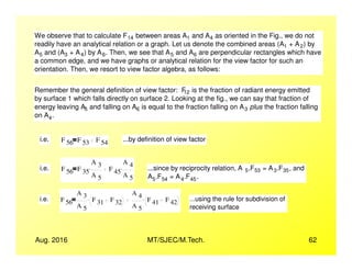 Thermal Radiation-II- View factors and Radiation energy exchange ...