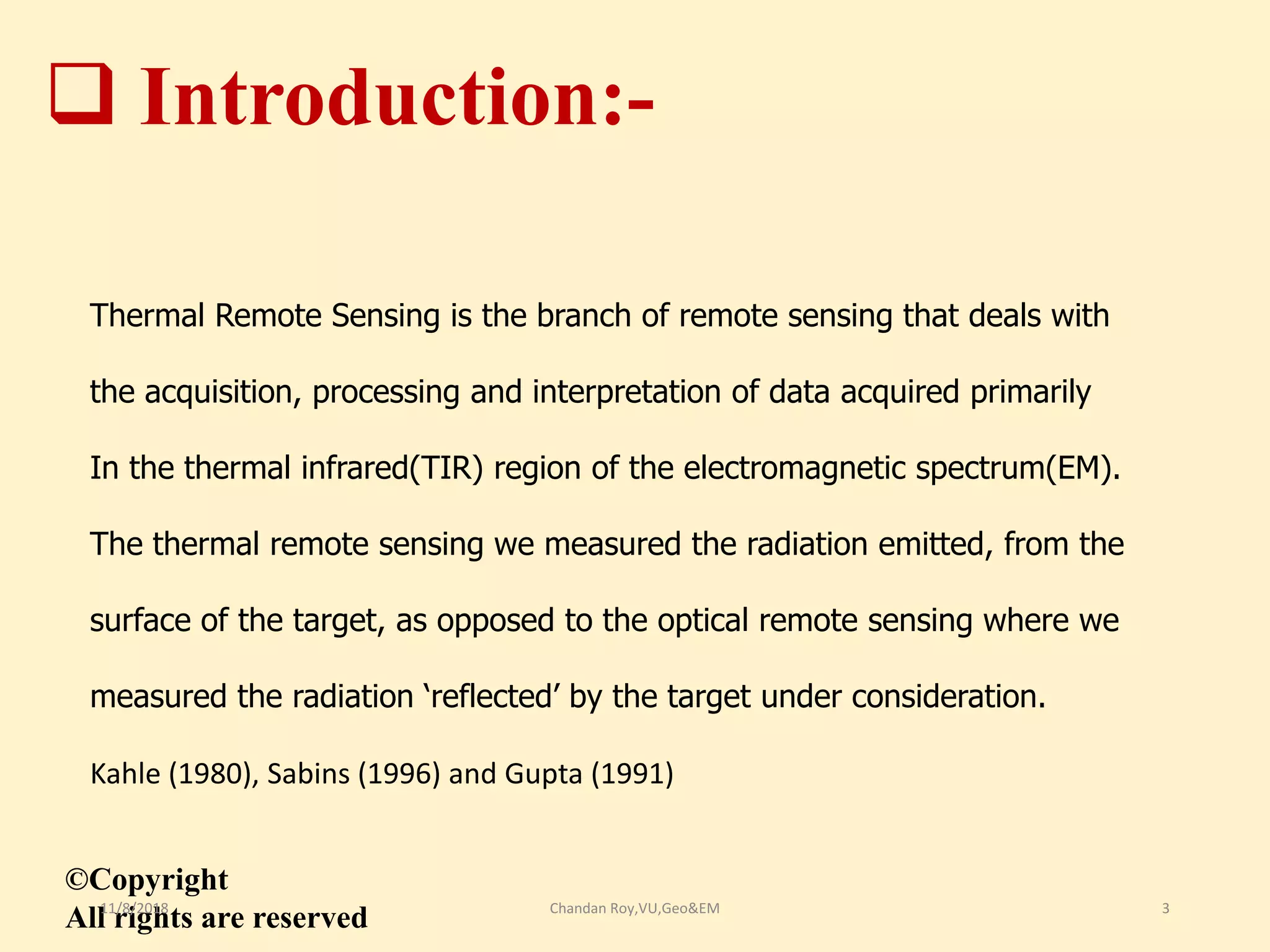 Thermal remote sensing and its applications | PDF