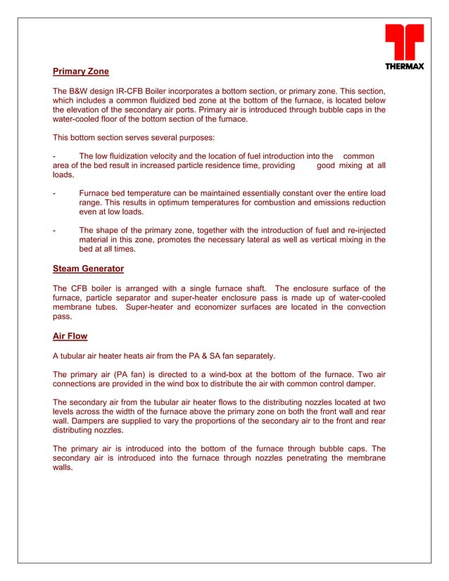 Thermax IR CFBC BOILER U BEAM TYPE PDF