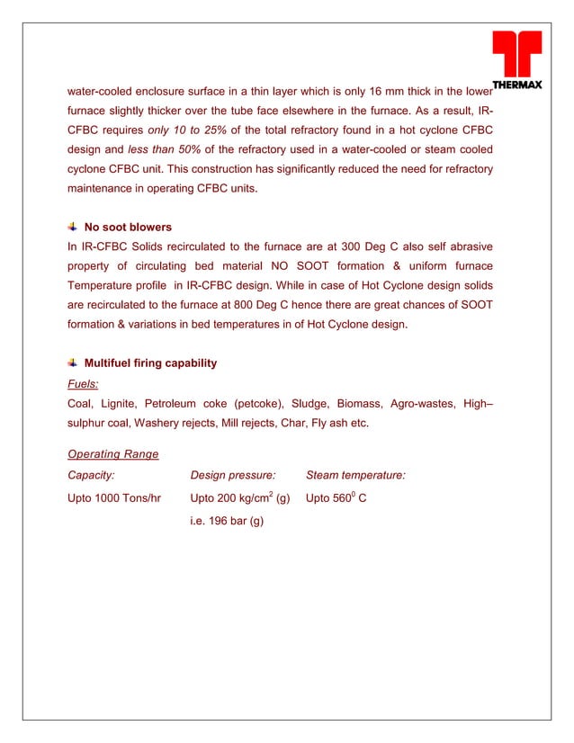 Thermax IR CFBC BOILER U BEAM TYPE PDF