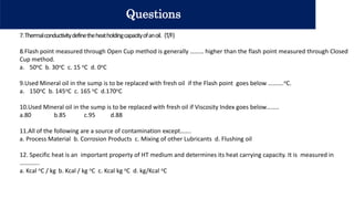 Thermic fluids properties and comparison of commercial thermic fluids ...