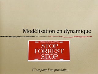 Modélisation en dynamique
C’est pour l’an prochain...
 
