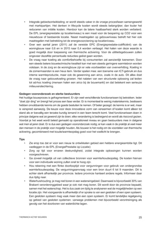 •	   Integrale gebiedsontwikkeling; er wordt steeds vaker in de vroege procesfasen samengewerkt
         met marktpartijen. Het denken in lifecycle kosten wordt steeds belangrijker, dan louter het
         reduceren van initiële kosten. Hierdoor kan de latere haalbaarheid sterk worden verbeterd.
         De EPL (energieprestatie op locatieniveau) is een maat voor de besparing op CO2 voor een
         nieuwbouw of bestaande locatie. Naast maatregelen op gebouwniveau betreft het hier ook
         maatregelen met betrekking tot de energievoorziening op locatieniveau.
    •	   Over een aantal jaren (2011) zal de vereiste EPC (Energieprestatie-coëfficiënt) van de
         woningbouw naar 0,6 en in 2015 naar 0,4 worden verlaagd. Het halen van deze waarde is
         goed mogelijk door toepassing van thermische activering. Voor de utiliteitsgebouwen zullen
         ongeveer dezelfde percentuele reducties geëist gaan worden.
    •	   De vraag naar koeling als comfortbehoefte bij consumenten zal aanzienlijk toenemen. Door
         een steeds betere bouwtechnische kwaliteit kan met een steeds geringere warmtebron worden
         volstaan. In de zorg en de woningbouw zijn er vele voorbeelden van oververhitting. Koeling in
         de zomermaanden is een heus item. Verder spelen mee: een toename van ICT-gebruik en dus
         interne warmteproductie, maar ook de gewenning aan airco, zoals in de auto. Dit alles doet
         de vraag naar gebouwkoeling groeien. Het nalaten van een structurele oplossing zal leiden
         tot ad-hoc koeling (mensen halen een airco bij de bouwmarkt) en dat betekent een serieuze
         milieuverslechtering.

Gedegen vooronderzoek en sterke bestuurders
Het huidige bouwproces is gefragmenteerd. Er zijn veel verschillende functionarissen bij betrokken. Ieder
“doet zijn ding” en brengt het proces een fase verder. Er is momenteel te weinig materiekennis, beslissers
hebben onvoldoende kennis om de goede besluiten te nemen. Of beter gezegd: de kennis is er wel, maar
is verspreid aanwezig. De keuze voor deze innovatieve vorm van verwarmen of koelen komt alleen tot
stand als er toevallig een terzake kundig iemand in een team terecht komt. Veel functionarissen doen in
principe datgene wat ze gewend zijn te doen; elke verandering is bedreigend en wordt als risicovol gezien.
Voordat je het weet wordt beleid gemaakt op operationeel niveau en gaan bestuurders mee in datgene
wat men al jaren doet. Er is dus een gedegen vooronderzoek nodig; er kan vaak in de praktijk al veel meer
dan mensen in de praktijk voor mogelijk houden. Als bouwer is het nodig om de voordelen van thermische
activering, gecombineerd met koude/warmteopslag goed voor het voetlicht te brengen.

Tips
    •	   Zie erop toe dat er voor een nieuw te ontwikkelen gebied een heldere energieambitie ligt. Dit
         vastleggen in de EPL (EnergiePrestatie op Locatie)
    •	   Zorg op tijd voor ervaren deskundigheid, zodat integrale oplossingen kunnen worden
         voorgeschreven.
    •	   Ga zoveel mogelijk uit van collectieve bronnen voor warmte/koudeopslag. De kosten hiervan
         voor een individuele woning zullen snel te hoog zijn.
    •	   Hou rekening met een flinke doorlooptijd voor vergunningen voor gebruik van ondergrondse
         warmte/koudeopslag. De vergunningaanvraag voor een bron duurt 6 tot 9 maanden. Dit is
         echter sterk afhankelijk per provincie. Iedere provincie hanteert andere regels. Informeer daar
         dus tijdig naar.
    •	   Waterhuishouding: je mag niet boren in een waterwingebied. Daarnaast is bijvoorbeeld 30% van
         Brabant verordeninggebied waar je ook niet mag boren. Dit wordt door de provincie bepaald,
         samen met het waterschap. Het is dus zaak om tijdig te analyseren wat de mogelijkheden op een
         locatie zijn. Het voorgaande is afhankelijk of er sprake is van een gesloten of een open systeem.
         Een gesloten systeem mag vaak meer dan een open systeem. Er komt landelijke regelgeving
         op gebied van gesloten systemen: vanwege problemen met bijvoorbeeld verontreiniging als
         gevolg van het doorboren van waterdichte lagen.



thermisch actief bouwen                                                                                25
 