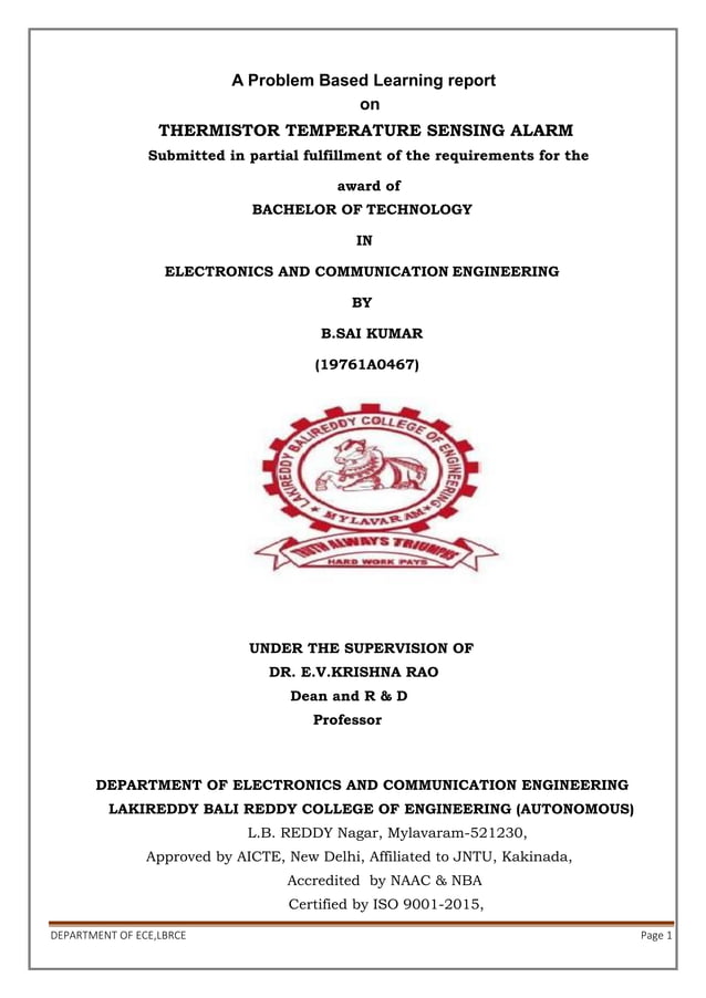 Thermistor temperature sensing alarm report PDF