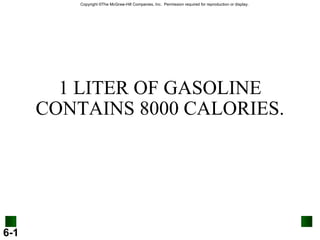 1 LITER OF GASOLINE CONTAINS 8000 CALORIES. 