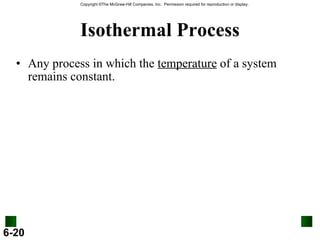 Isothermal Process Any process in which the  temperature  of a system remains constant. 