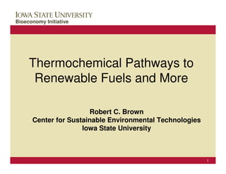 ConocoPhillips Campus Visit
Bioeconomy Initiative                                October 25, 2006




     Thermochemical Pathways to
      Renewable Fuels and More

                       Robert C. Brown
      Center for Sustainable Environmental Technologies
                     Iowa State University



                                                                   1
 
