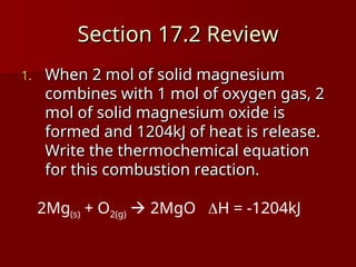 Comprehensive Thermochemistry: Energy Flow, Heat Transfer, and Enthalpy ...