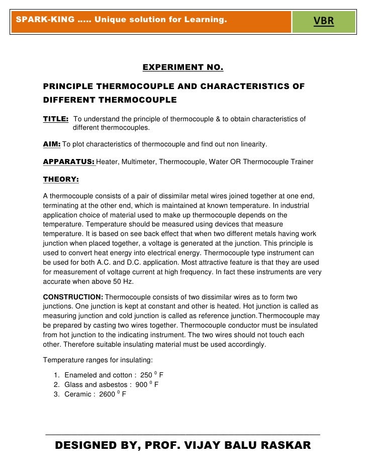 Result of thermocouple experiment picture