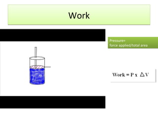 Work

       Pressure=
       force applied/total area
 
