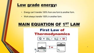 15
Low grade energy:
MAIN EQUATION OF 1ST LAW
 