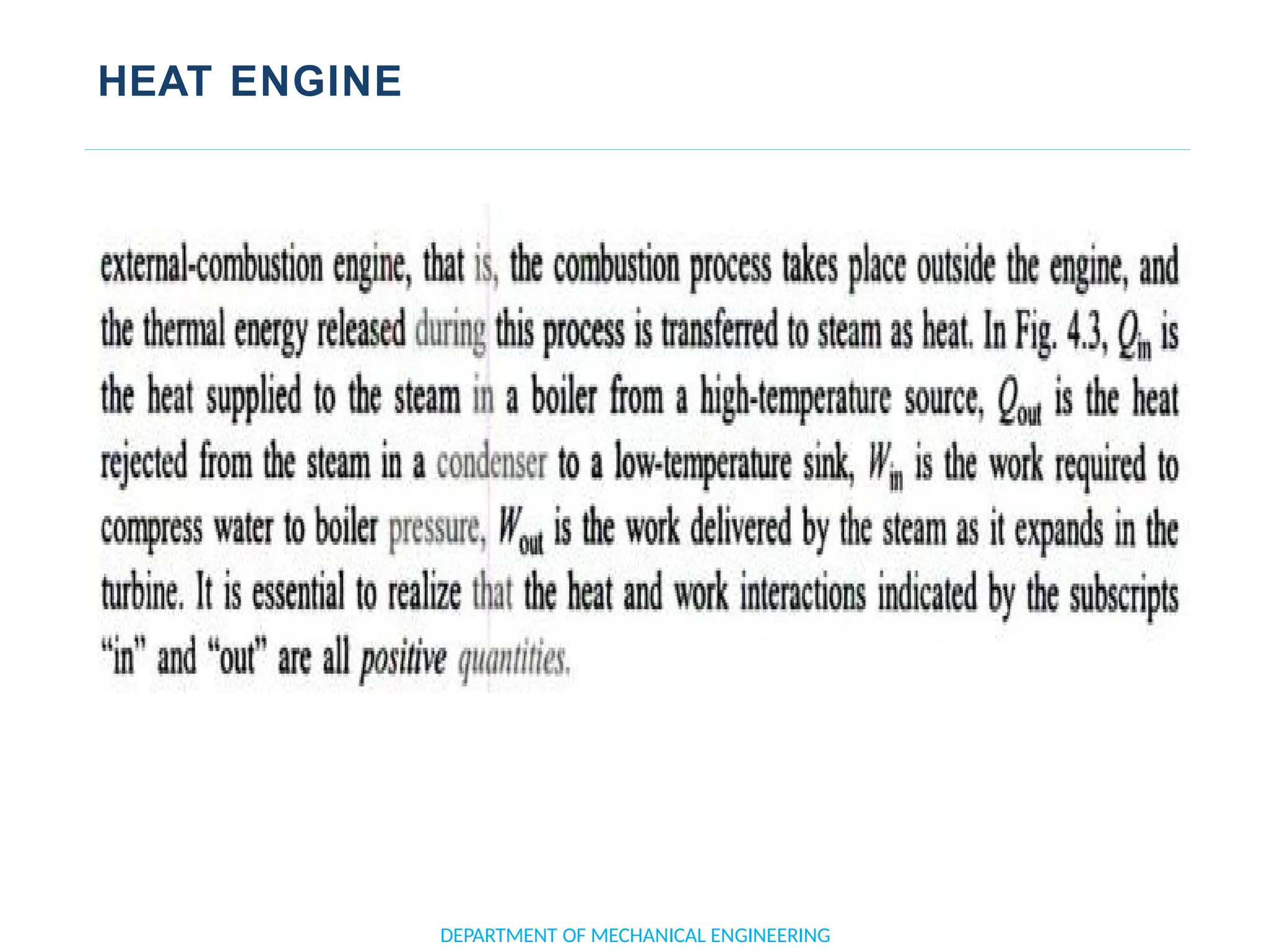 HEAT ENGINE
DEPARTMENT OF MECHANICAL ENGINEERING
 