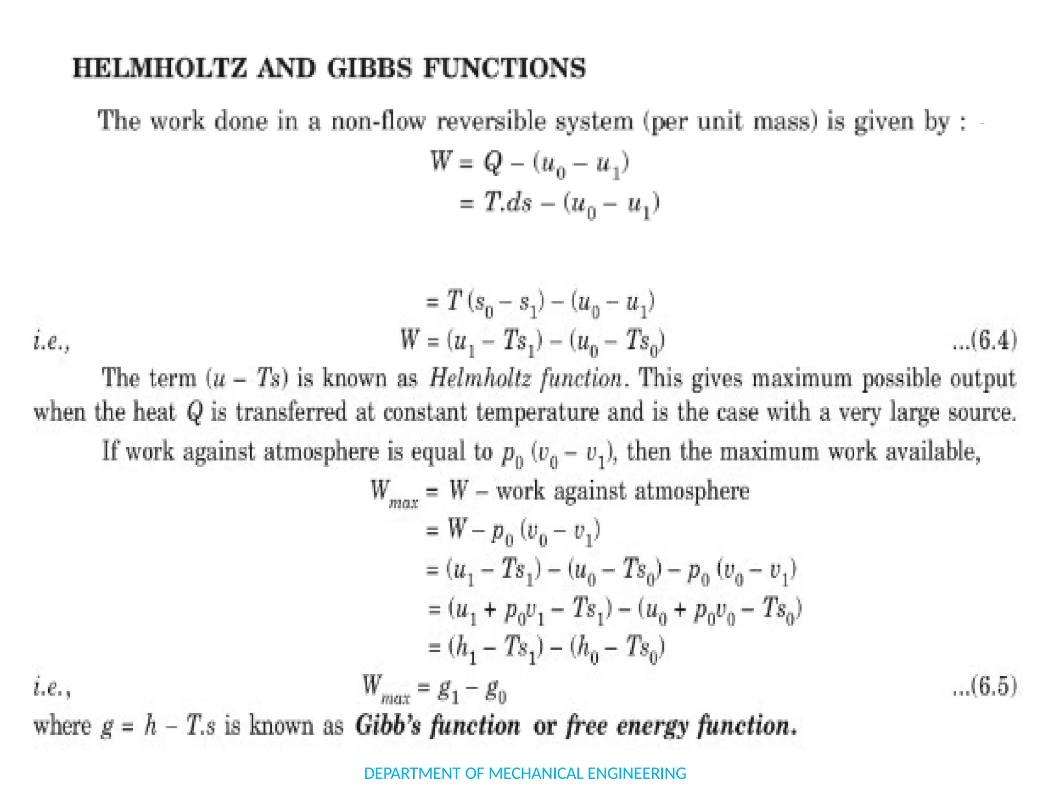 DEPARTMENT OF MECHANICAL ENGINEERING
 