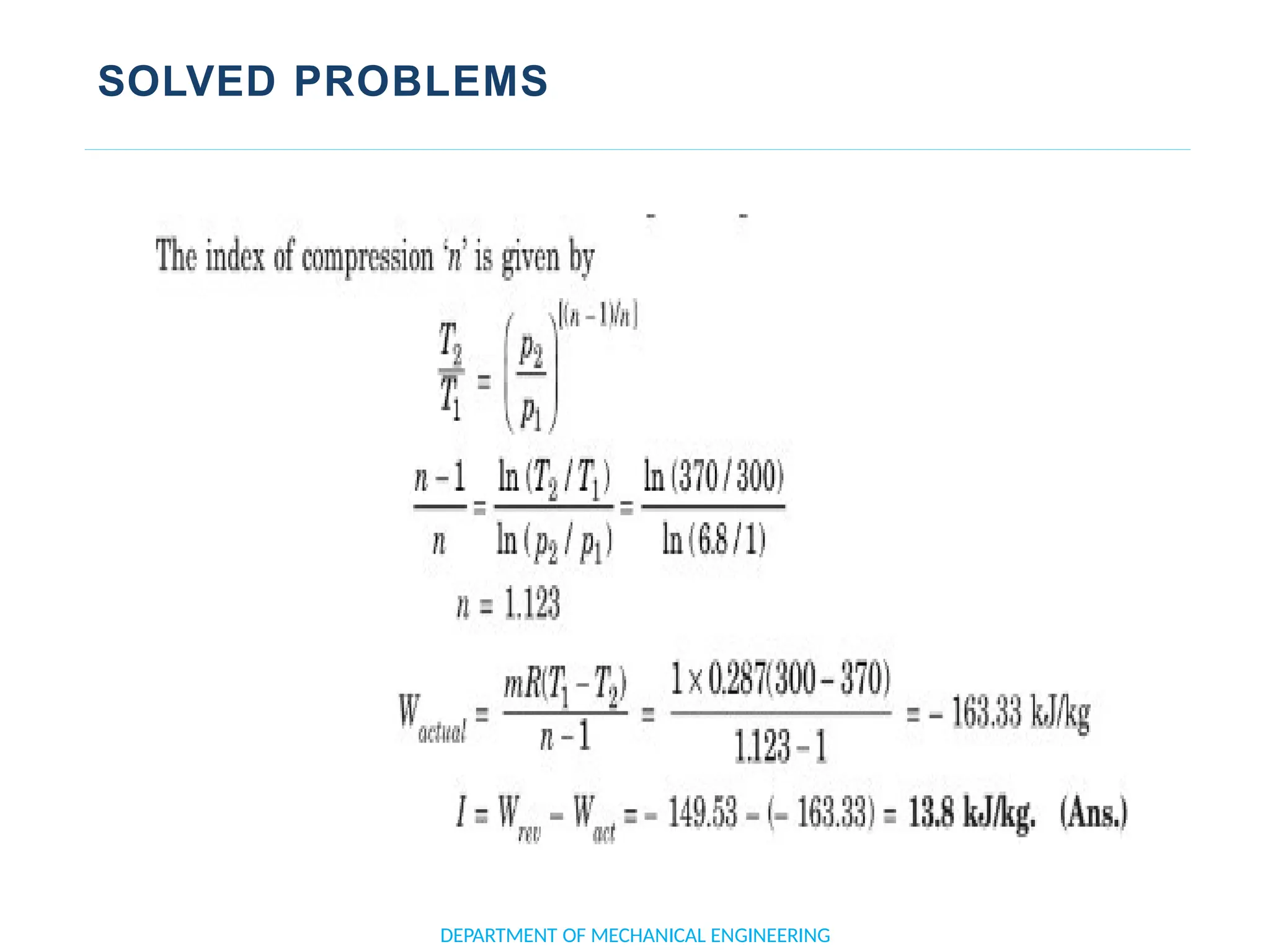 SOLVED PROBLEMS
DEPARTMENT OF MECHANICAL ENGINEERING
 