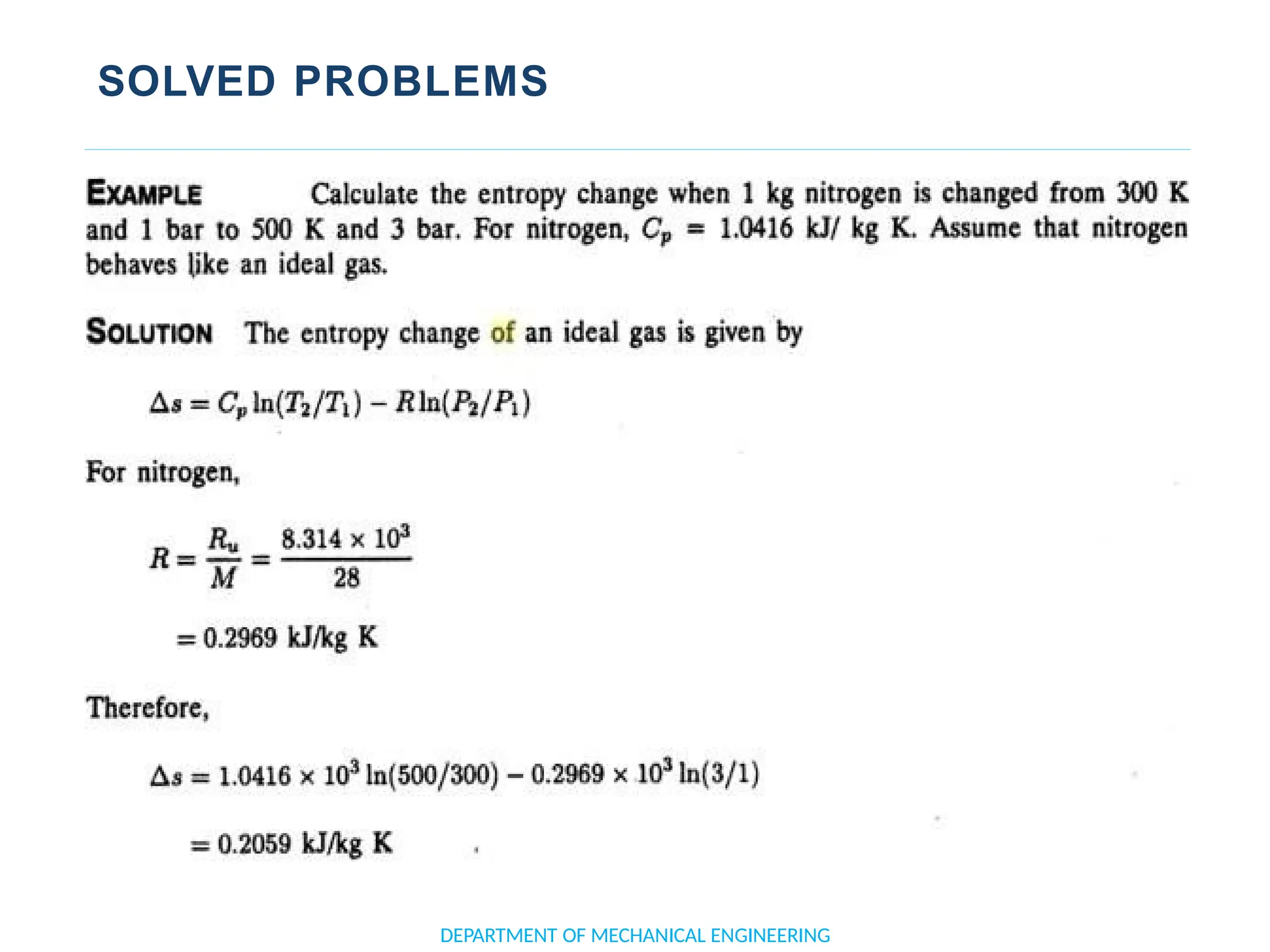 SOLVED PROBLEMS
DEPARTMENT OF MECHANICAL ENGINEERING
 
