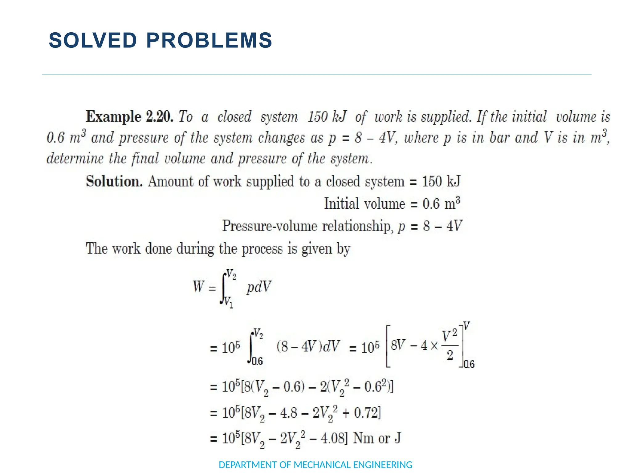 SOLVED PROBLEMS
DEPARTMENT OF MECHANICAL ENGINEERING
 