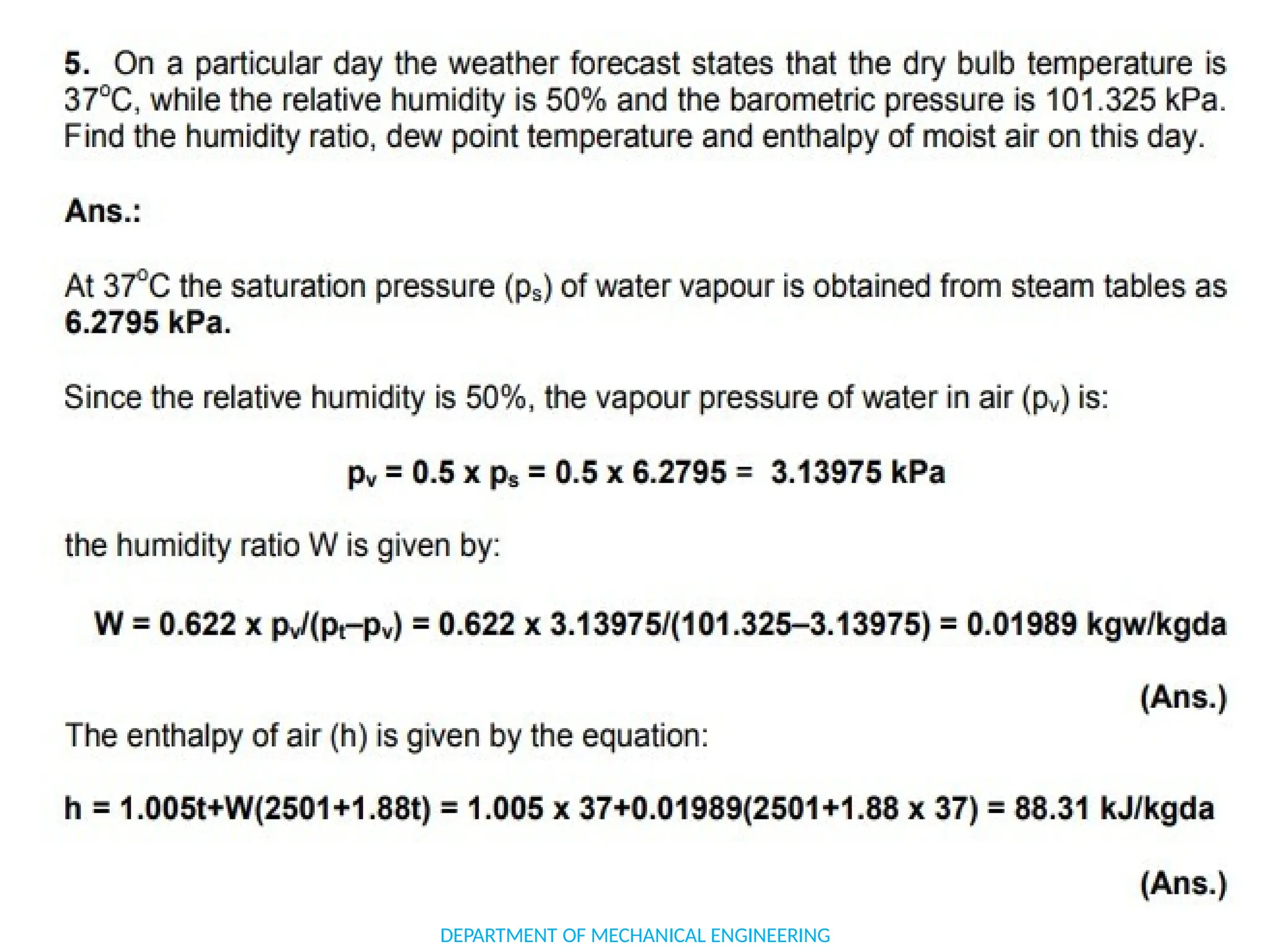 DEPARTMENT OF MECHANICAL ENGINEERING
 