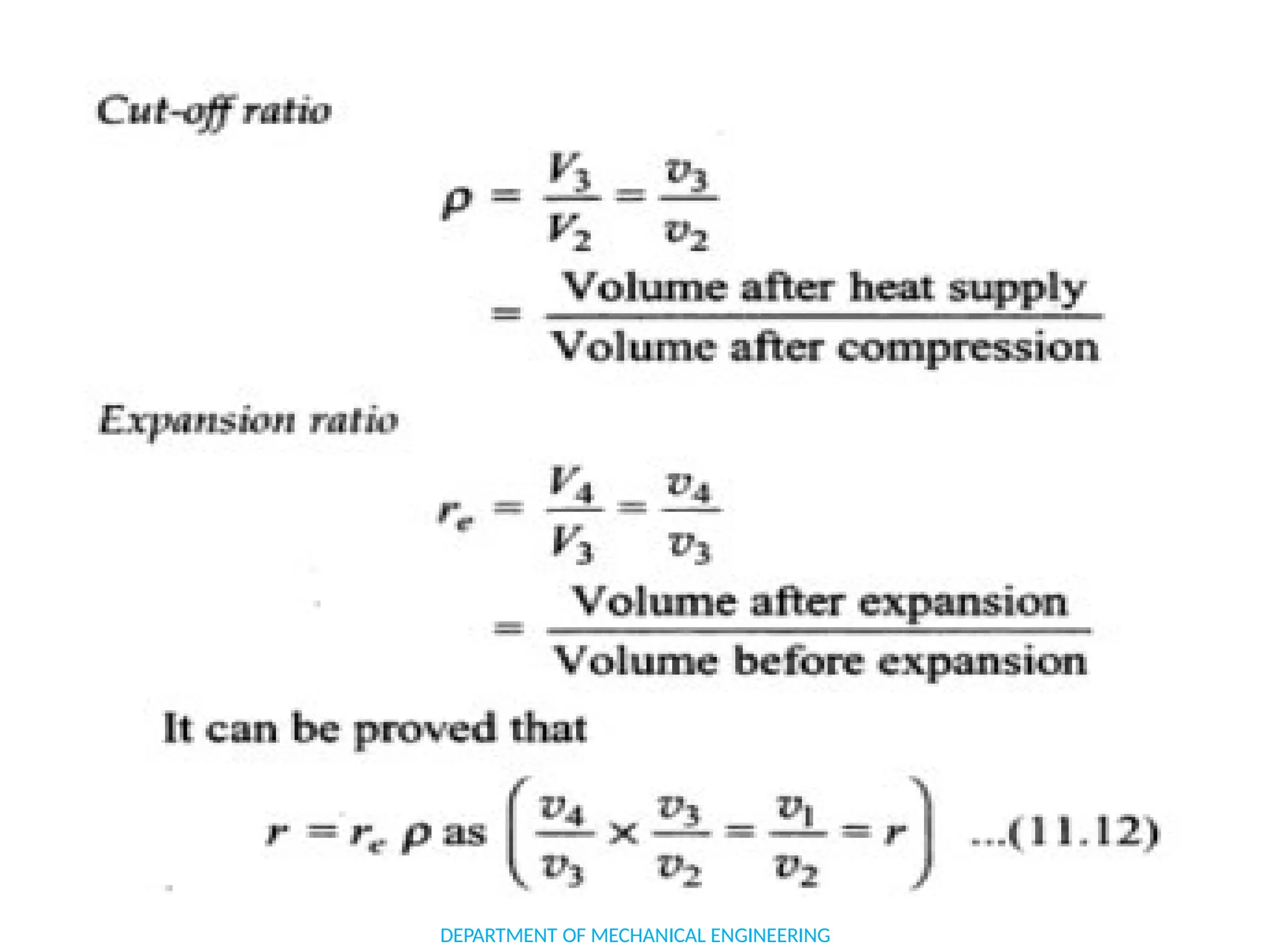 DIESEL CYCLE OR CONSTANT PRESSURE
DEPARTMENT OF MECHANICAL ENGINEERING
 