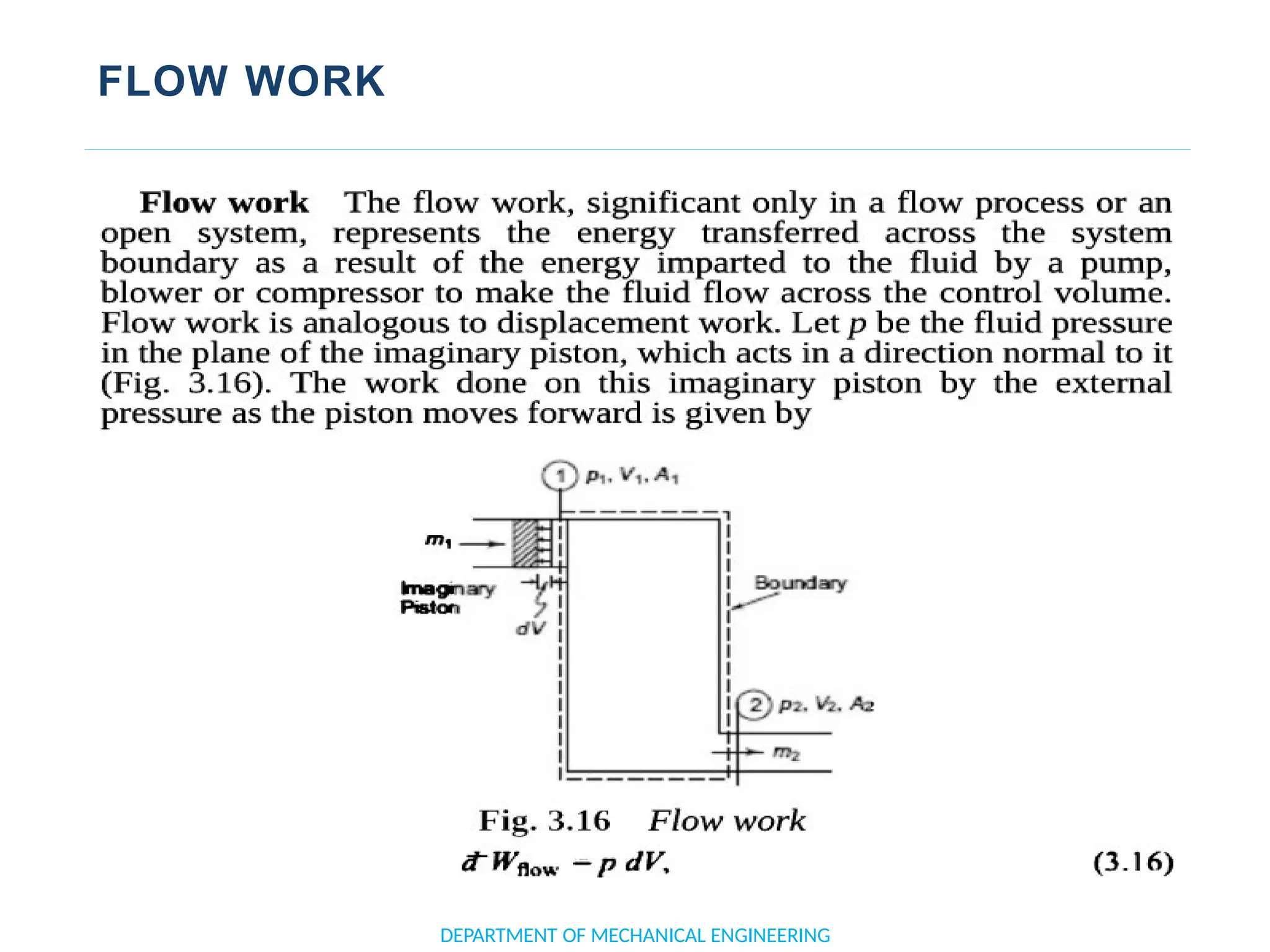 FLOW WORK
DEPARTMENT OF MECHANICAL ENGINEERING
 