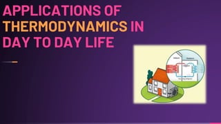 APPLICATIONS OF
THERMODYNAMICS IN
DAY TO DAY LIFE
 