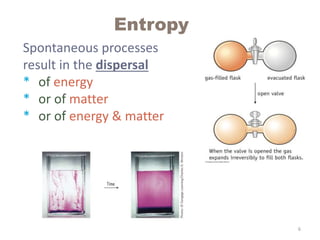Entropy
Spontaneous processes
result in the dispersal
* of energy
* or of matter
* or of energy & matter
6
 