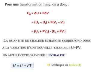 QP = ΔU + PΔV
= (UF – UI) + P(VF – VI)
= (UF + PVF) - (UI + PVI)
 